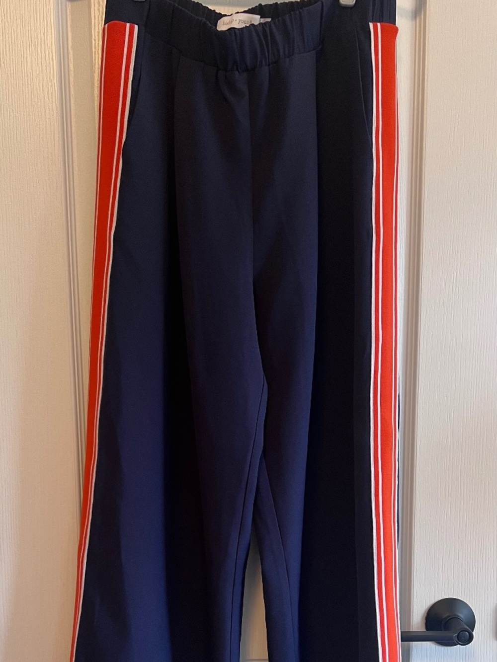 Bishop and Young Track Pants Navy with Orange Stripe